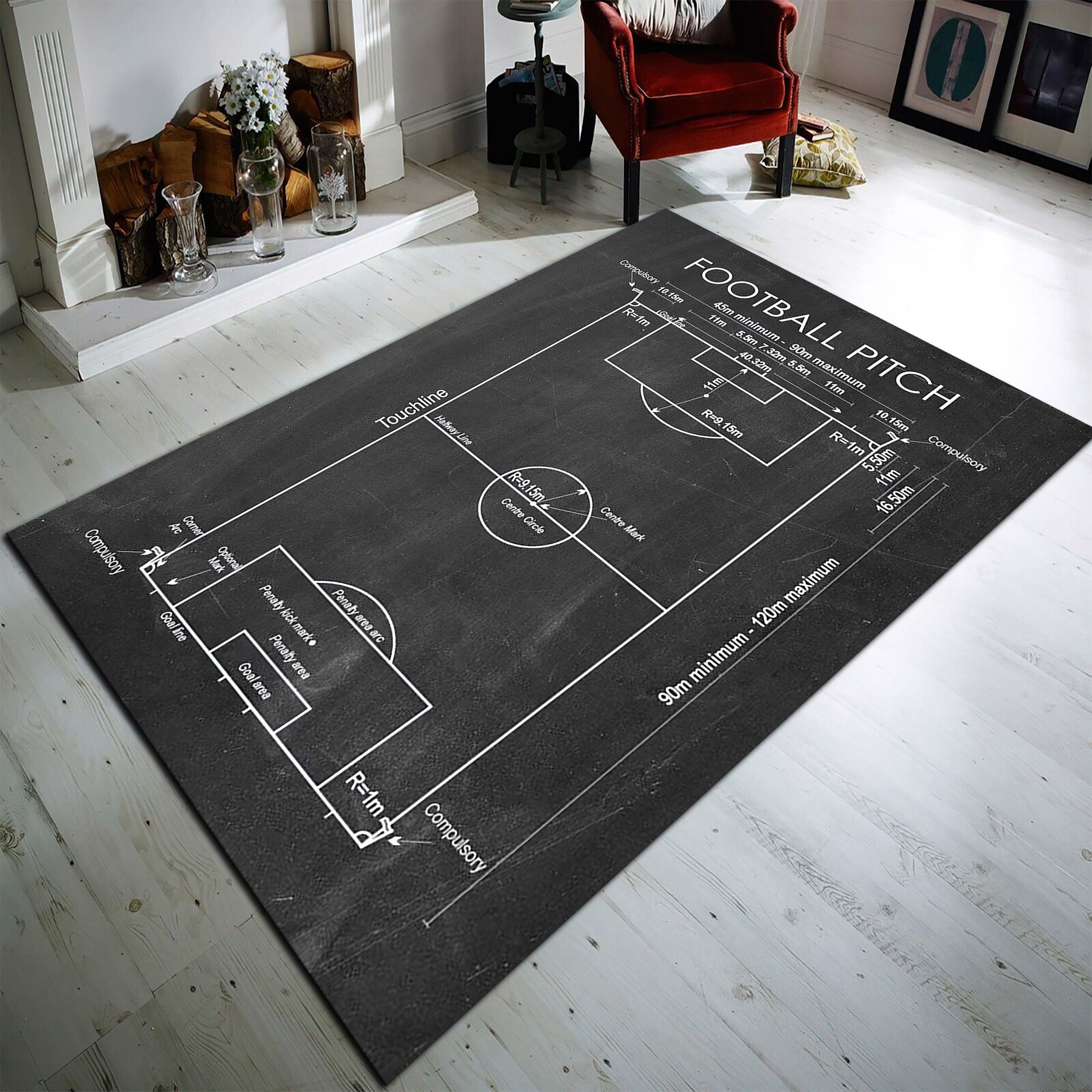 Discover Football Rug, Astroturf Pitch Rug, Living Room Rug