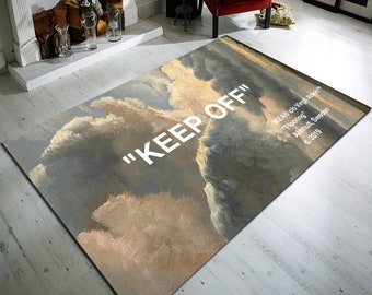 Keep Off Area Rug, Modern Art Inspired, Non-Slip Cotton Base