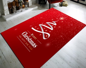 Merry Christmas Cotton Rug, Holiday Decor, New Year Gift