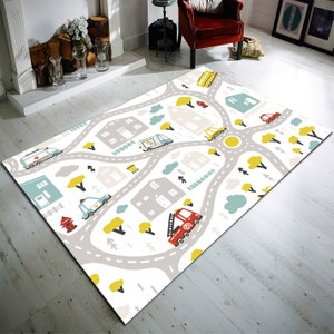 City Road Playground Ultra Soft Nursery Kids Rug , Pillow Case Gift, Children&#39;s carpet named, Nursery Decor, Play Rug, Metropolis Play Rug