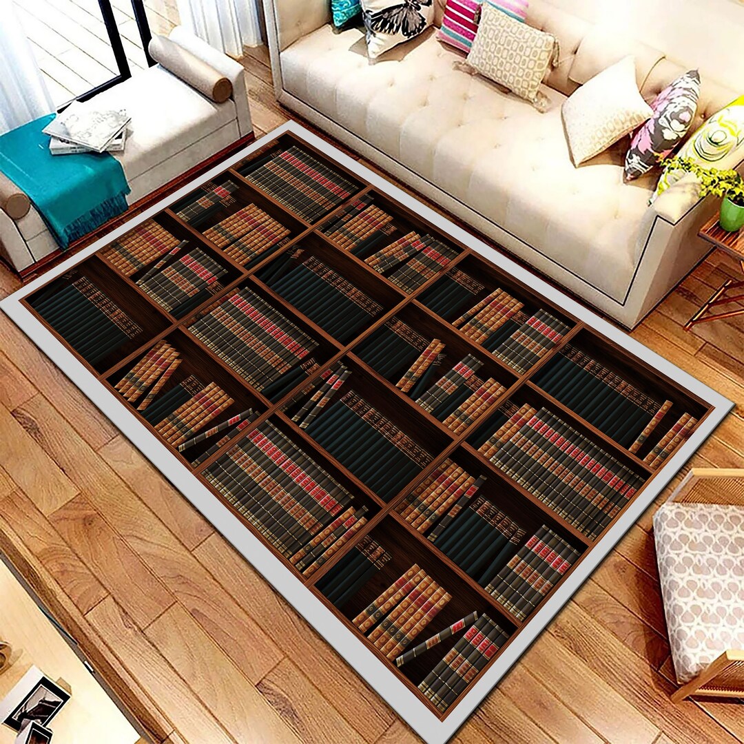 Library Rug Custom Rugs Library Photo Old Books Rug Office Etsy
