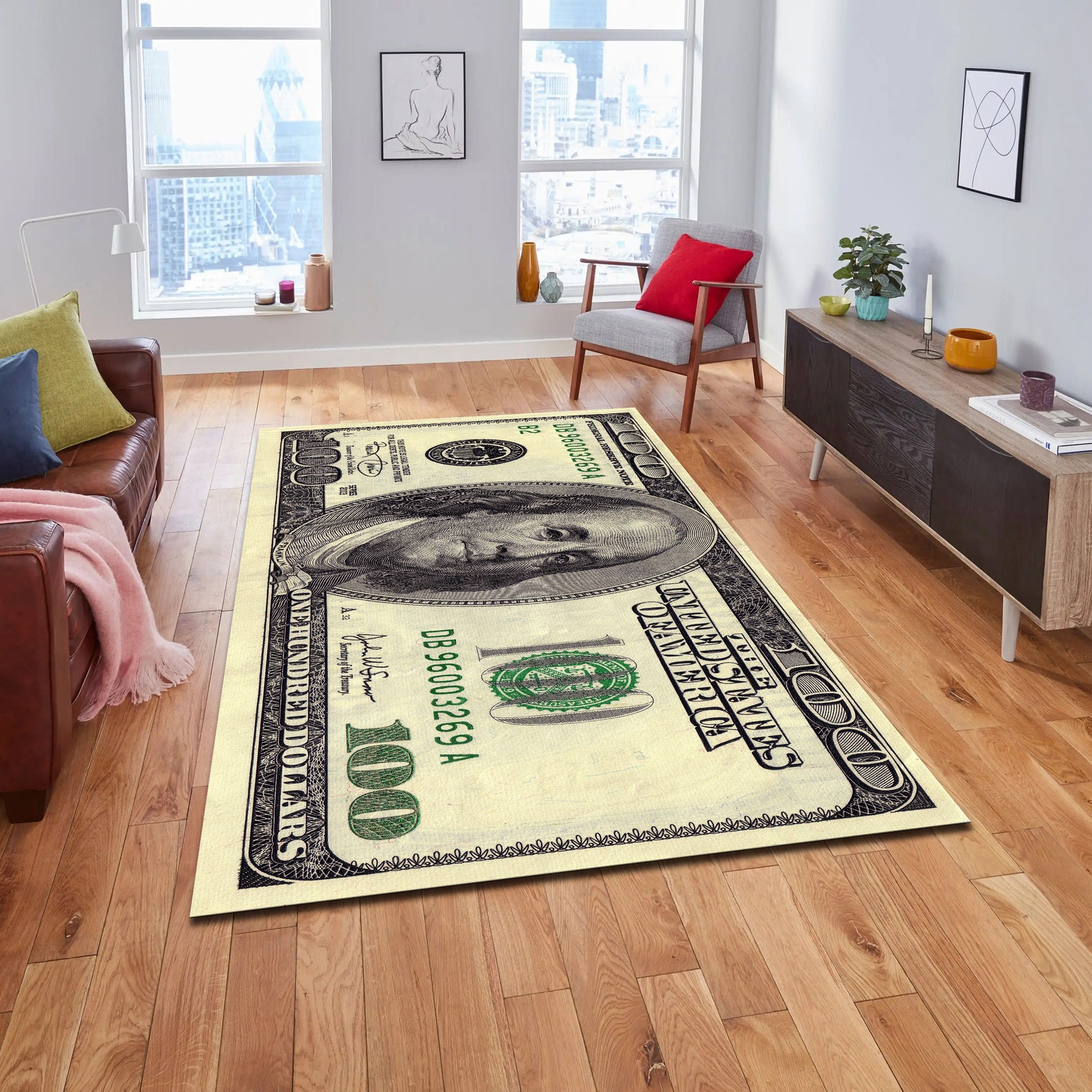 Ruler Coin Rug 100 Dollar Bill Rug, Money Print, Anti-slip Runner - Etsy