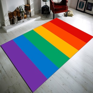 Lgbt Rug, Lgtbt Mat, Pride Mat, Rainbow Lip Rug, Rainbow lgbt Pride Carpet, Gift for Lesbian, Living Room Rug, Rainbow Area Mat, Gay Carpet