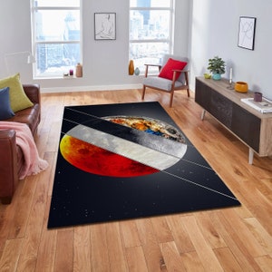 Printed Planet Rug Dor Bedroom, World Rug, Science Rug, Cool Rug, Custom Size Rug, Personalized Rug, Abstract Rug, Educational Carpet