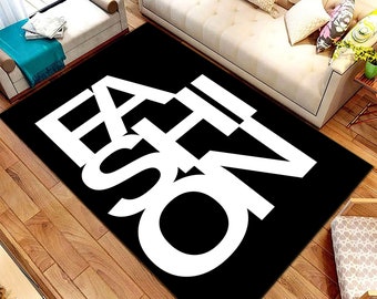 Fashion Black & White Cotton Rug, Modern Home Decor