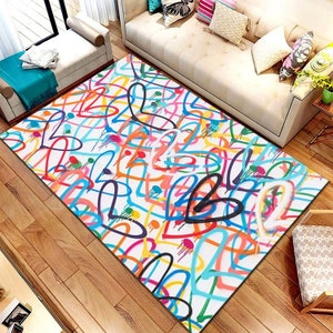 Multicolor Rugs, Easy To Clean Rug, Gift Rug, Soft Rugs, Banksy Rugs, Entry Rug, Rugs, Banksy Love Hearts Rug, Customs Rugs, Step Rugs,