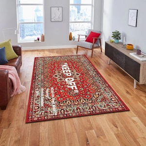 Keep Off Rug, Off White Rug, Traditional Design Carpet, Living Room Rug, Keepoff Pattern, Home Decor, Modern Rug, Custom Rug, Non Slip Rug