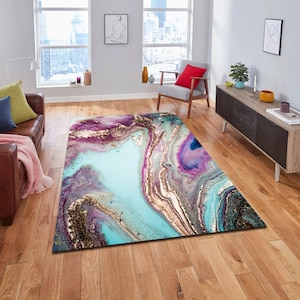 Purple Rug, Bright Purple Carpet, Abstract Rug, Modern Rugs, Popular Carpets,  Area Rug, Machine Washable Rug, Home Decor Carpet, Gift