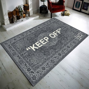 Keep Off Rug, Off grey Rug, Traditional Design Carpet, Living Room Rug, Keepoff Pattern, Home Decor, Modern Rug, Custom Rug, Non Slip Rug