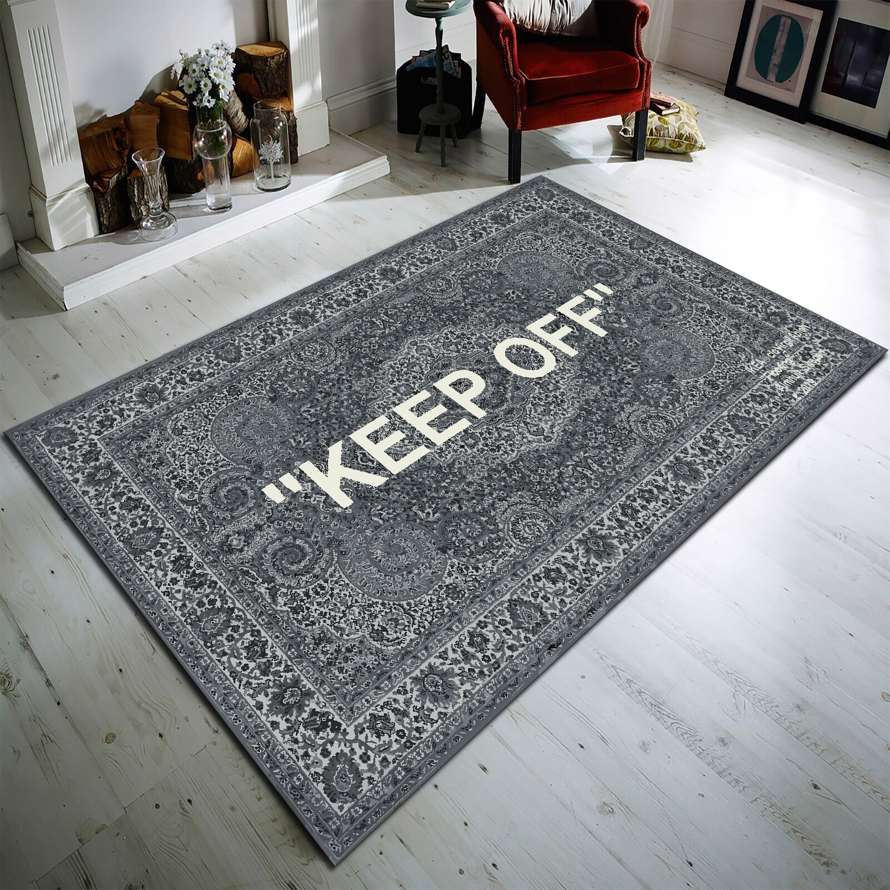 Keep off Rug off Grey Rug Traditional Design Carpet Living Room Rug Keepoff Pattern Home Decor Modern Rug Custom Rug Non Slip Rug Etsy