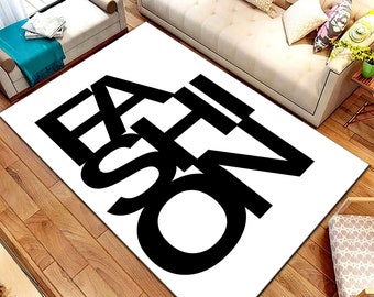 Cotton Modern Rug, Fashion Print, Non-Slip Base