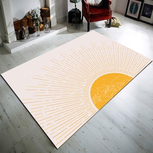 Boho Sun Rug, Modern Painting Rug, Luxury Decor for Room, Minimalism Rug, Retro Rug, Sunset Rug, Sunrise Rug