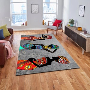African Woman Rug, For Living Room, Area Rug, Custom Rug, Black Woman Rug, Modern Rug, Non Slip Rug, Abstract Rug, Decorative Rug, Home Gift