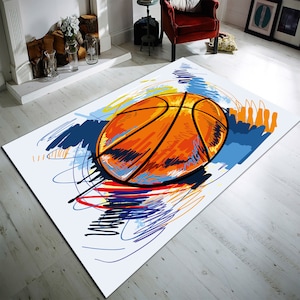 Basketball Rug,basketball Ball Rug, Boys Room Rug, Gift For Basketball Lovers, Decor Rug, Area Rug, Non Slip Rug, Soft Rug, Floor Rug