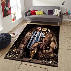 Lionel Messi Rug, Football Rug, Sports Mat, Legend, World Cup Carpet ...