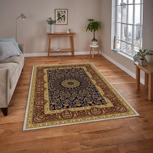 Oriental Rug, Floral Motif Persian Patterned Rug, Luxury Modern Rug, Home Decor, Living Room Rug, Area Rug, Machine Washable, Home Decor