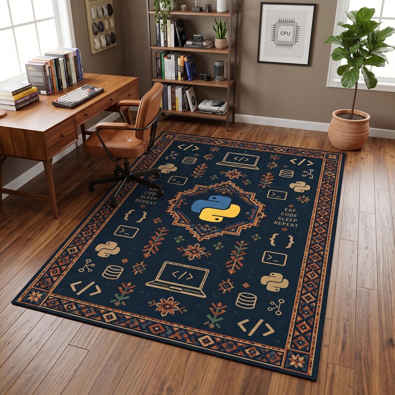 Python Developer Rug, Engineer Carpet, Software Mat, Study Room Decor image 4