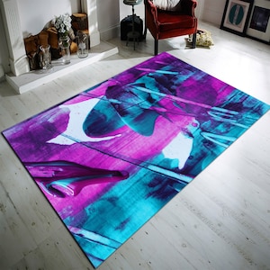 Purple Rug, Bright Purple Carpet, Abstract Rug, Modern Rugs, Popular Carpets,  Area Rug, Machine Washable Rug, Home Decor Carpet, Gift
