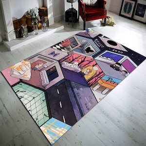 BTS, Bts Band Rug, Musician Patterned Rugs, Living Room Rug, Salon Rug, Area Rug, Designer Home Carpet, Custom Rug, Army Rug, Popular Rug