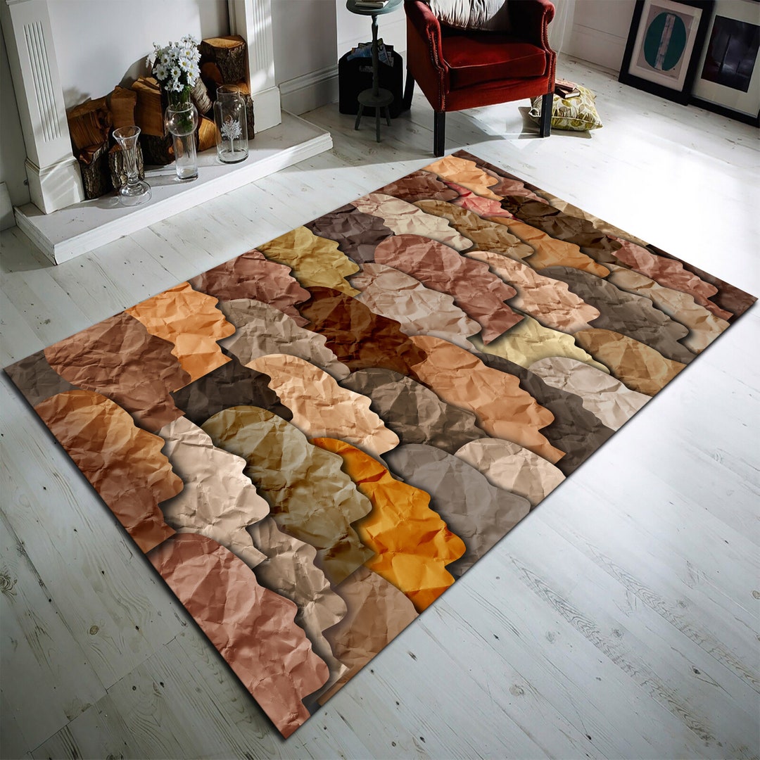 Modern Abstract Face Portrait Rug, Abstract Woman Face, Minimalist Rug ...