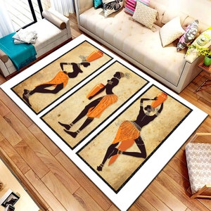 Afrikanische Frauen Teppich, Wohnzimmer Teppich, Vorleger, Benutzerdefinierte Teppich, Schwarze Frau Entworfen Teppich, Afrikanisches Muster, Moderner Teppich, Personalisierter Teppich, Dekor