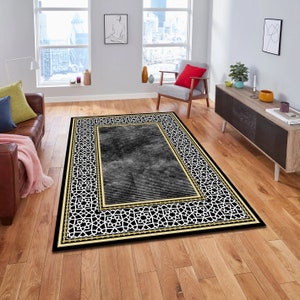 Black and Gold Marble Area Rug, For Living Room, Medusa Carpet, Greek Key Rug, Modern Rug, Floor Rug, Classic Stylish Rugs, Popular Rug