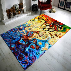 Colorful Rug, Rainbow Carpet, Home Decor, Rug for Living Room, Rainbow Area Rugs, Gift, Abstract Watercolor Rug
