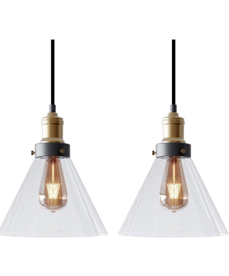 Modern Industrial Glass Pendant Light, Farmhouse Adjustable Hanging ...