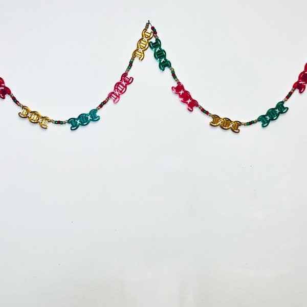 Colorful 3D DNA chain/ banner - unique decoration for home, office, study area or biology/science classroom or unique Christmas tree garland