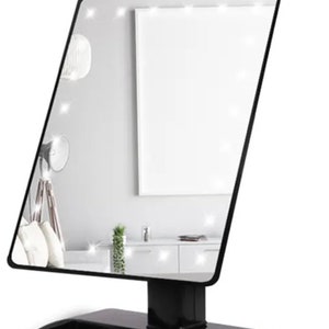  Espejo de mesa de tocador, espejo de maquillaje redondo de pie, espejo  de tocador de mesa iluminado, con control táctil, con brillo ajustable, espejo  de maquillaje, luces LED iluminadas regulables 