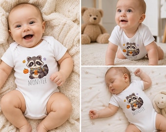 Raccoon Pumpkin Halloween Baby Bodysuit | Monster Trick or Treat Infant Onesie