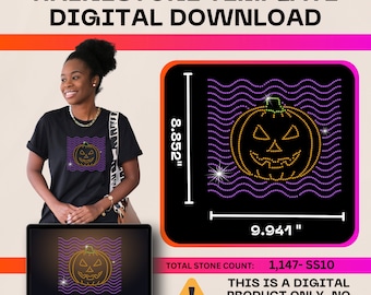 Groovy Pumpkin | Digital Template | ss10 hotfix rhinestones | SVG file for Cricut, Cameo and others | Halloween design |