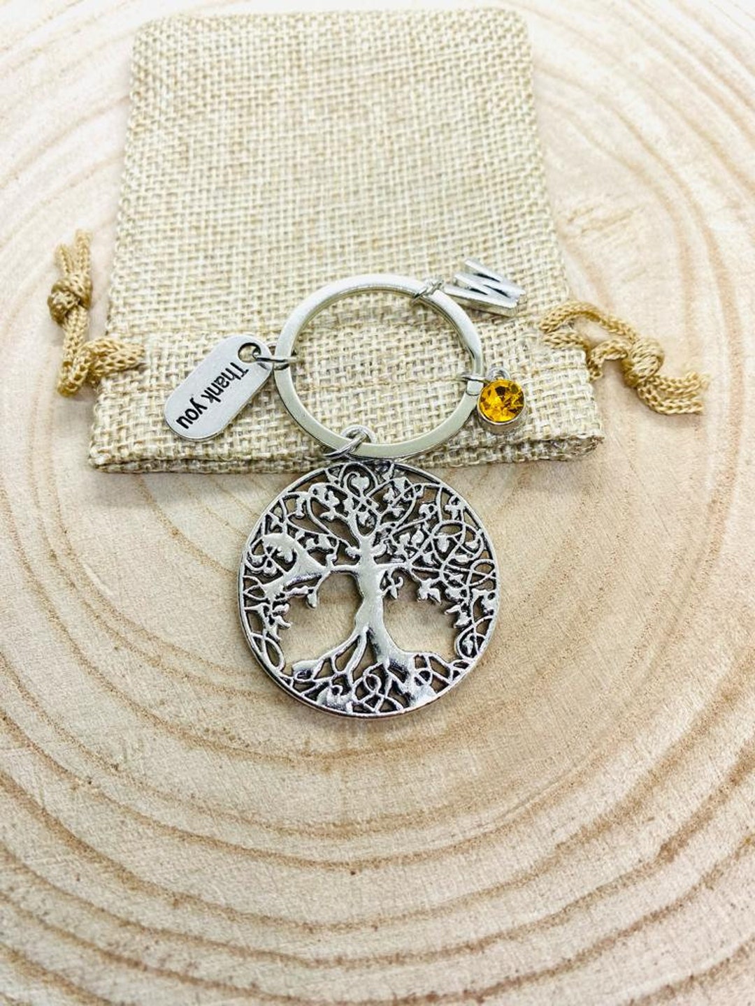 Tree of Life Key Ring, With Stones and Initials, Thanksgiving ...