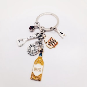 Beer Keychain, for Beer Lovers, Oktoberfest, Mug, Cap, Bottle Opener, Customizable, Gift Idea