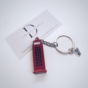 Porte-clés cabine téléphonique, breloque cabine téléphonique, icône de Londres, Londres, souvenir, porte-clés personnalisés
