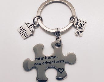 Llavero de regalo para casa nueva: regalo de inauguración, nueva aventura, llavero para tu primera casa, regalo a juego