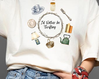 I'd Rather Be thrifting PNG | Thrift Lover Shirt Design | Vintage Thrift Store Graphic | Boho Aesthetic PNG | Digital Download