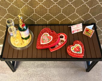 Miniature Valentine's Day Chocolate candy boxes, 1:12 scale