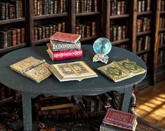 Miniature Antique Open Books, 1:12 Scale Dollhouse Display