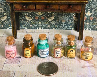 Miniature Apothecary Jars: Spooky Dollhouse Potions, Witch & Wizard Decor