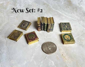 Miniature Antique Books for Dollhouse: Gold Gilded Set 2