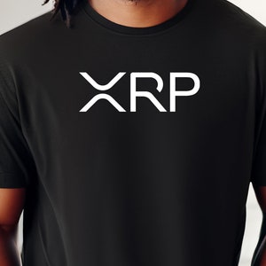 May include: Black t-shirt with a white "XRP" logo printed on the front.