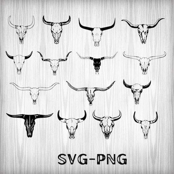 Bundle Texas Longhorn Cow Skull Svg Png, Longhorn Bull Skull svg, Hand Drawn Texas Skull svg, Western svg, Desert Cow Skull clipart svg, png