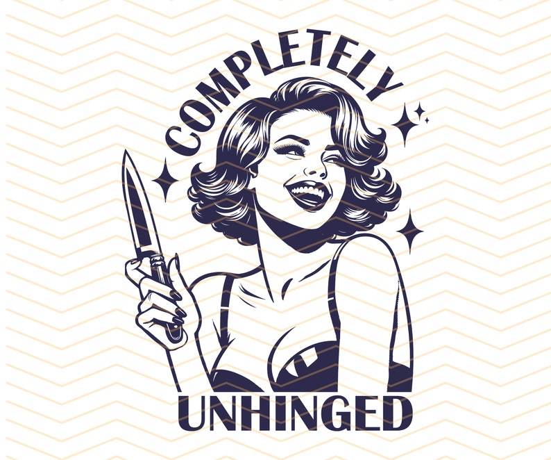 Helt ohämmade png svg, retro ohämmade flicka png, trendig vintage retro rolig design för grafiska t-shirts, rolig mental hälsa png, svg bild 1