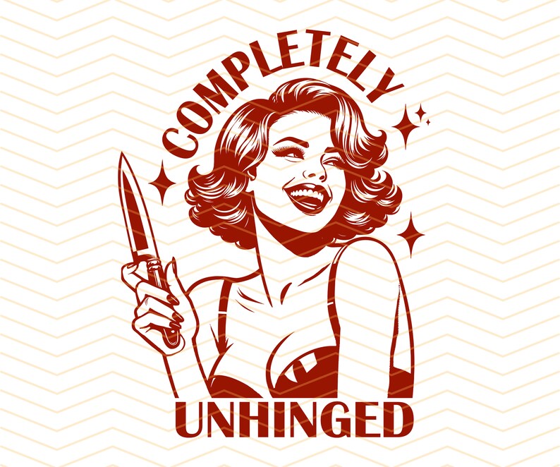 Helt ohämmade png svg, retro ohämmade flicka png, trendig vintage retro rolig design för grafiska t-shirts, rolig mental hälsa png, svg bild 2