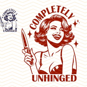 Helt ohämmade png svg, retro ohämmade flicka png, trendig vintage retro rolig design för grafiska t-shirts, rolig mental hälsa png, svg bild 3