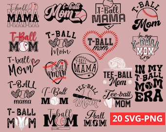 T-ball Mom Svg Bundle, baseball mom png, T ball Mama Svg Png, Tee-Ball Mom Svg Png Dxf Layered Digital Cricut Cut Files