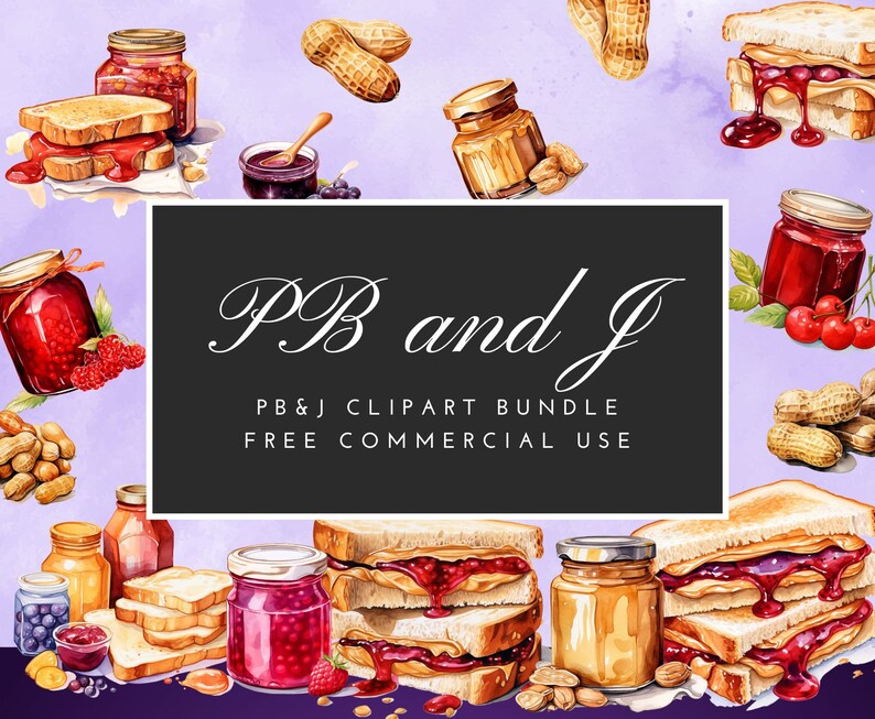 PB&J Peanut Butter and Jelly Watercolor Digital Clipart Set FREE ...