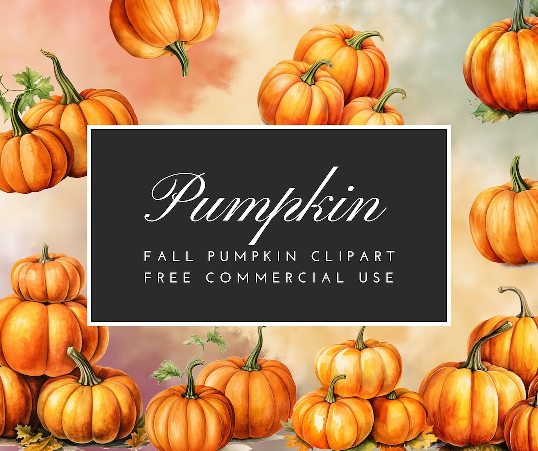 Fall Pumpkins Watercolor Clipart Bundle PNG Free Commercial Use - Etsy