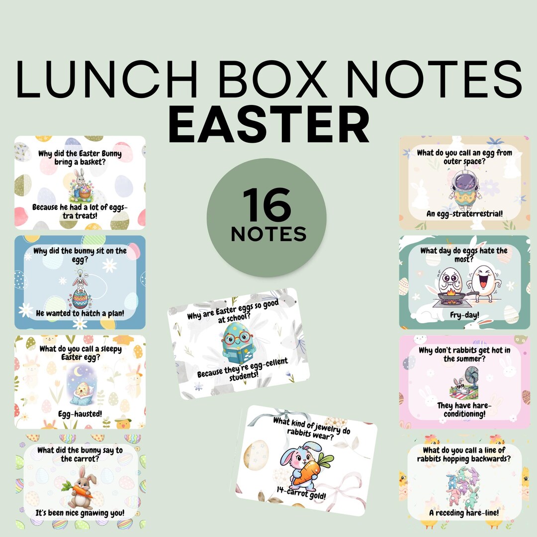 Kids Easter Lunch Box Jokes: 30 Printable Holiday Notes (digital ...
